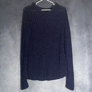 Zara Knit Sweater Blue Pullover Long Sleeve Size Large Casual